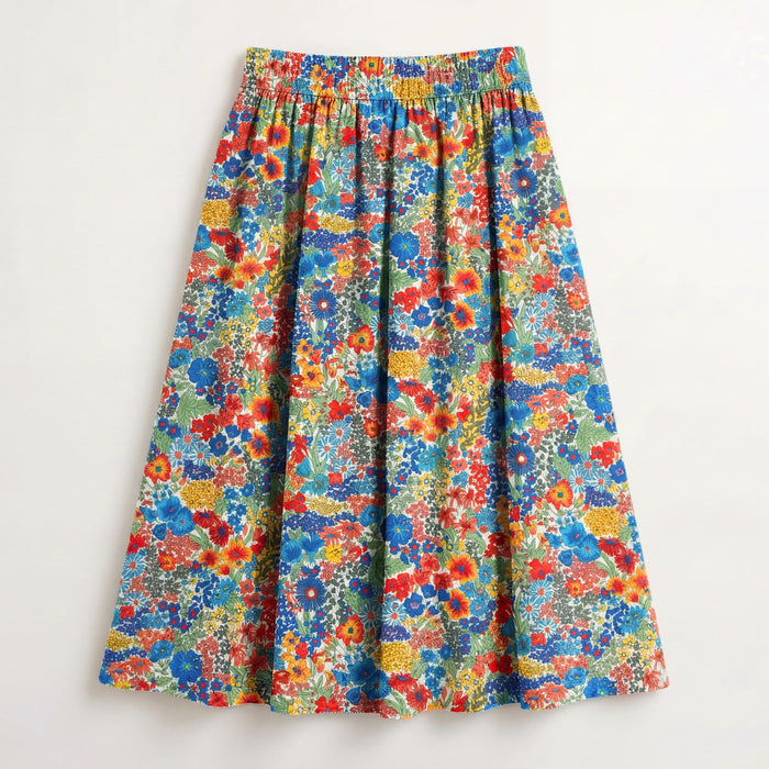 Liberty London Midi Flowy Skirt, Handmade Botanical Womenswear, Ethical Cotton Clothing, Personalised Tailoring Eveningwear