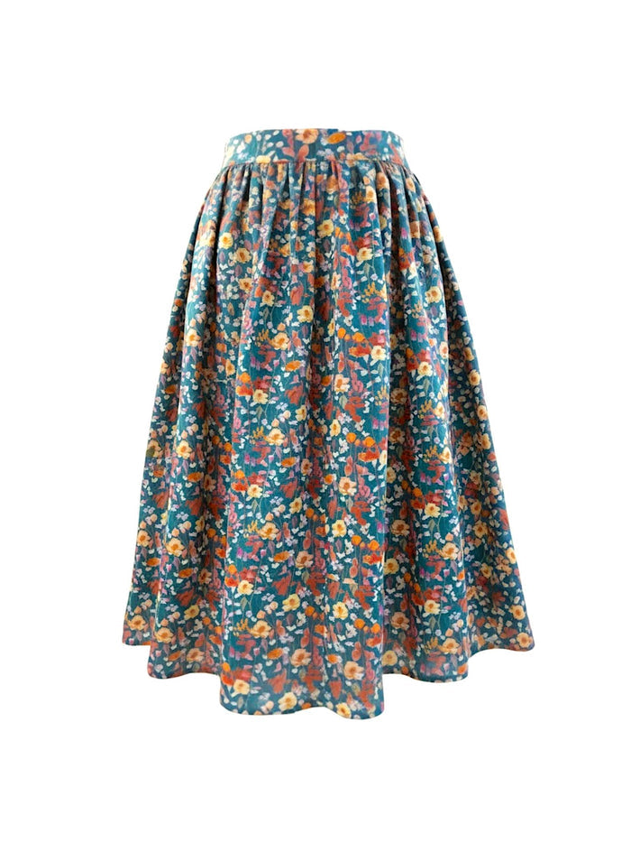 Liberty London Midi Skirt, Floral Print Cotton Tana Lawn, Elastic Waist