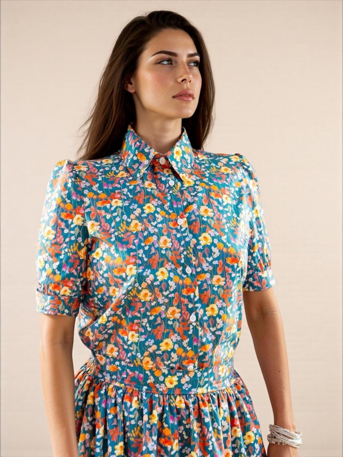 Liberty London Midi Skirt, Floral Print Cotton Tana Lawn, Elastic Waist