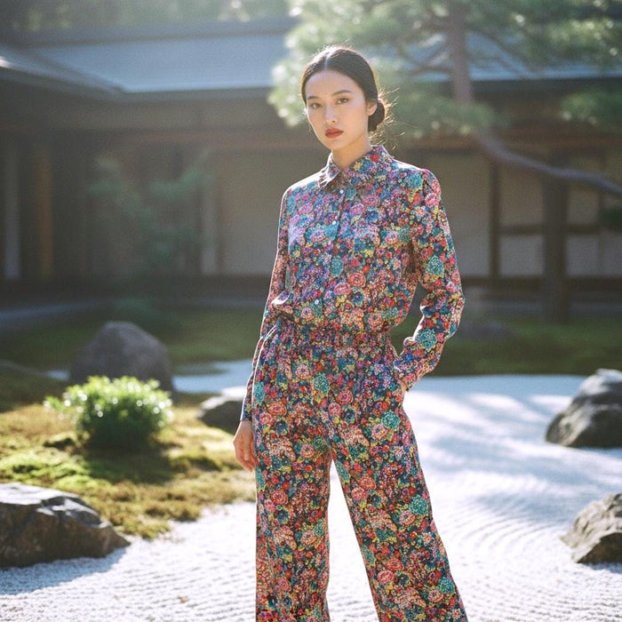 Liberty London Palazzo Pants: Floral Print Loungewear, Wide Leg Cotton Trousers