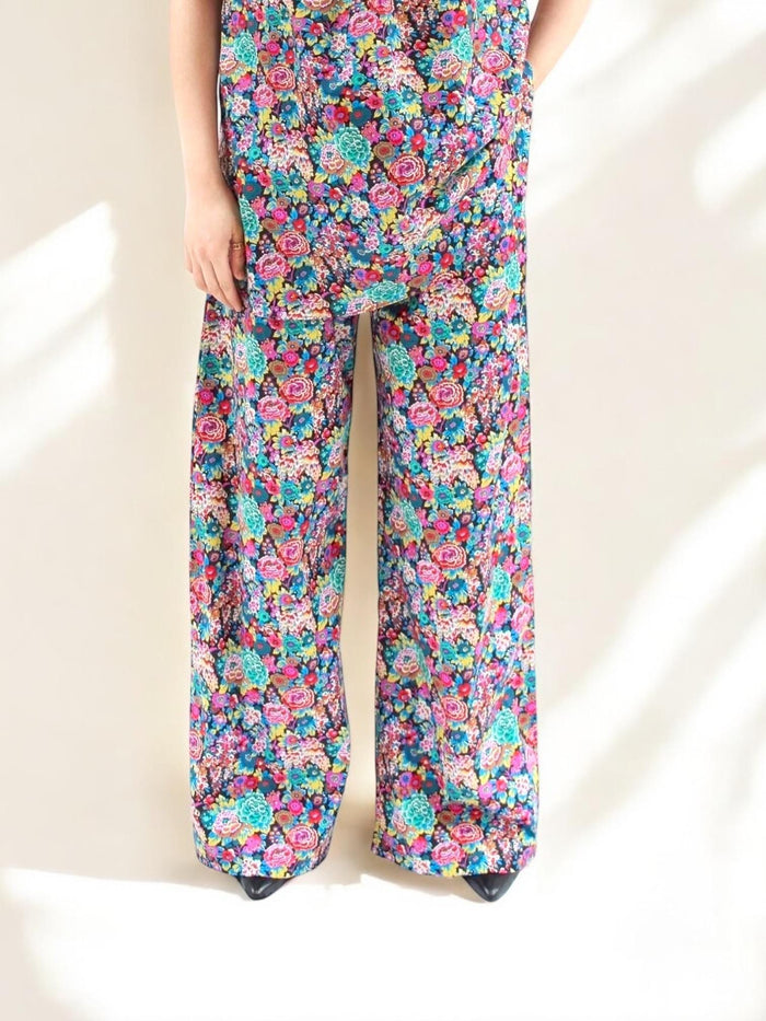 Liberty London Palazzo Pants: Floral Print Loungewear, Wide Leg Cotton Trousers