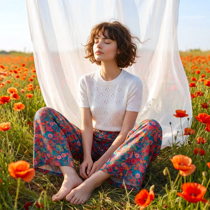 Liberty London Palazzo Pants, Handmade Botanical Floral-print Cotton Trousers, Wide-legged Tailoring Loungewear Bottoms, Ethical-womenswear