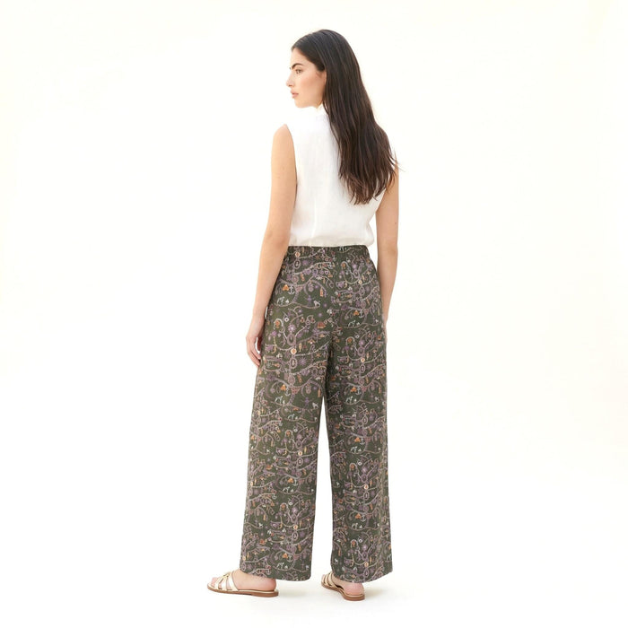 Liberty London Palazzo Pants, Handmade Botanical Floral-print Cotton Trousers, Wide-legged Tailoring Loungewear Bottoms