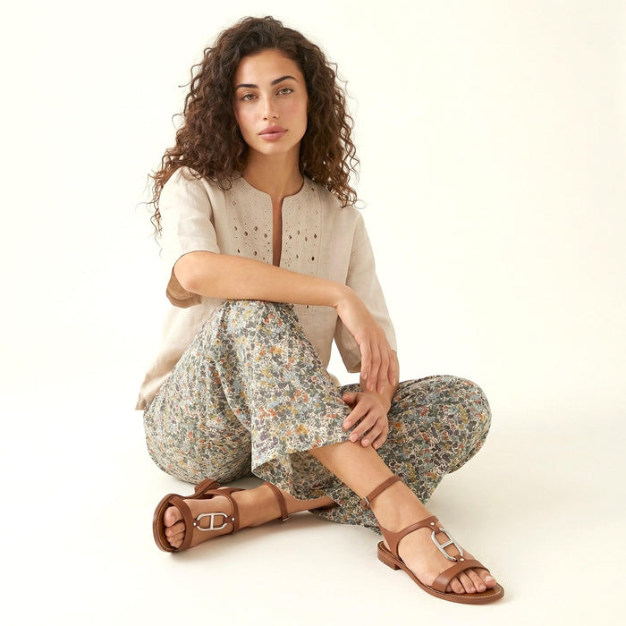 Liberty London Palazzo Pants, Handmade Botanical Floral-Print Trousers, Handmade Loungewear, Sustainable Womenswear, Cotton Clothing