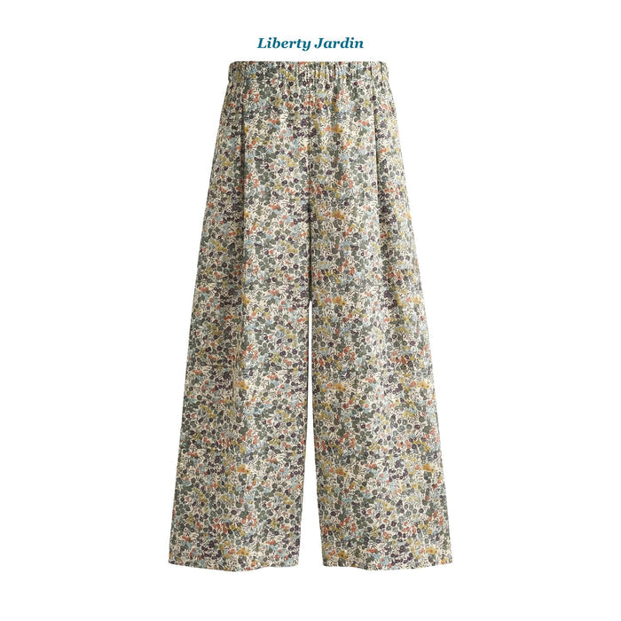 Liberty London Palazzo Pants, Handmade Botanical Floral-Print Trousers, Handmade Loungewear, Sustainable Womenswear, Cotton Clothing