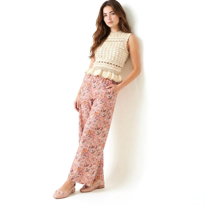 Liberty London Palazzo Trousers, Wide-legged Floral-print Handmade Pants, Lightweight Cotton Loungewear Bottoms, Sustainable Clothing