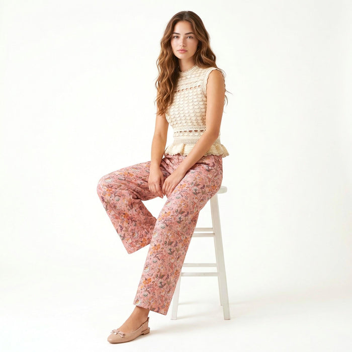 Liberty London Palazzo Trousers, Wide-legged Floral-print Handmade Pants, Lightweight Cotton Loungewear Bottoms, Sustainable Clothing