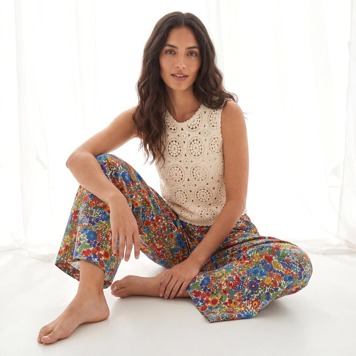 Liberty London Palazzo Trousers, Wide-legged Handmade Personalised Pants, Lightweight Cotton Loungewear Bottoms, Sustainable Clothing
