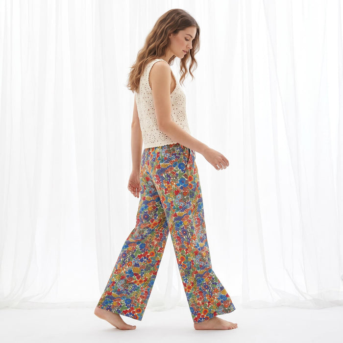 Liberty London Palazzo Trousers, Wide-legged Handmade Personalised Pants, Lightweight Cotton Loungewear Bottoms, Sustainable Clothing