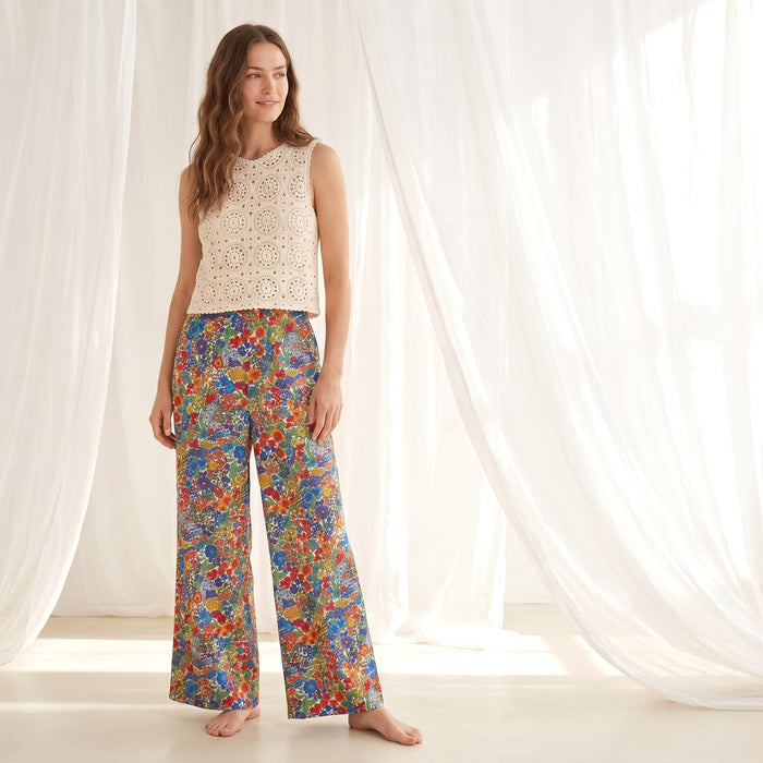 Liberty London Palazzo Trousers, Wide-legged Handmade Personalised Pants, Lightweight Cotton Loungewear Bottoms, Sustainable Clothing