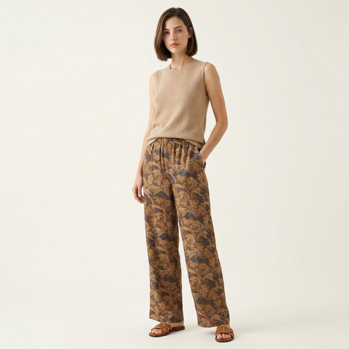 Liberty London Palazzo Wide-legged Trousers, Floral-print Botanical Cotton Pants, Handmade Sustainable Womenswear, Tailoring Clothing