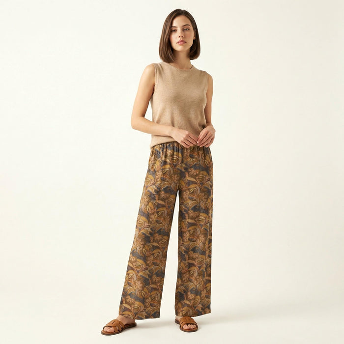 Liberty London Palazzo Wide-legged Trousers, Floral-print Botanical Cotton Pants, Handmade Sustainable Womenswear, Tailoring Clothing
