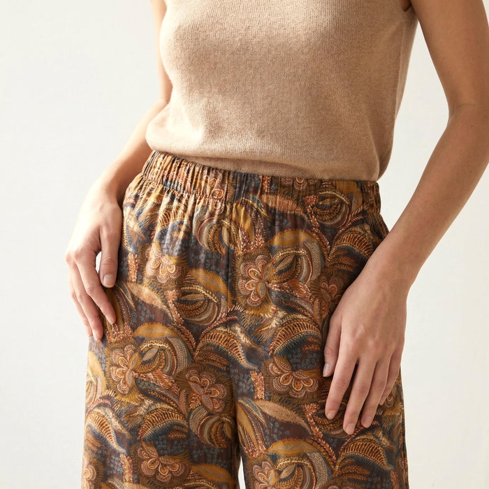 Liberty London Palazzo Wide-legged Trousers, Floral-print Botanical Cotton Pants, Handmade Sustainable Womenswear, Tailoring Clothing