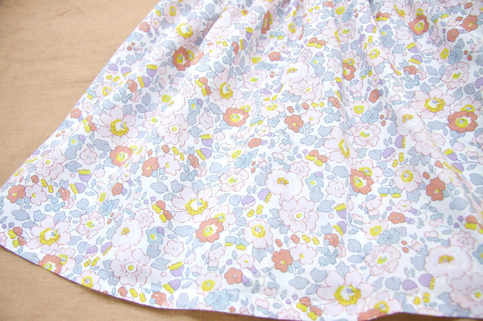 Liberty London Pastel Ruffle Sleeveless Sun Dress, Handmade Floral Print Cotton Tana Lawn Clothing