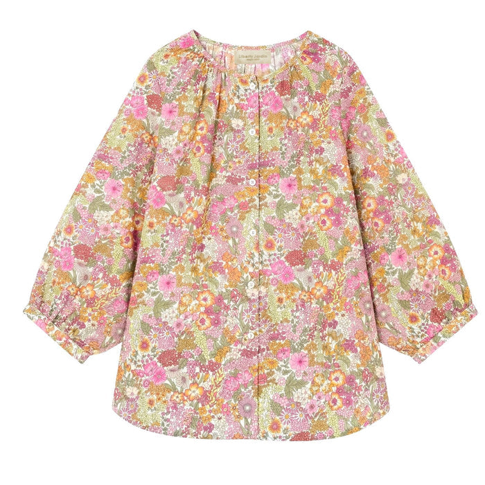 Liberty London Peasant Button-Up Blouse, Three-quarter Bishop Sleeves Shirt, Handcrafted Botanical Clothing, Sustainable Womenswear