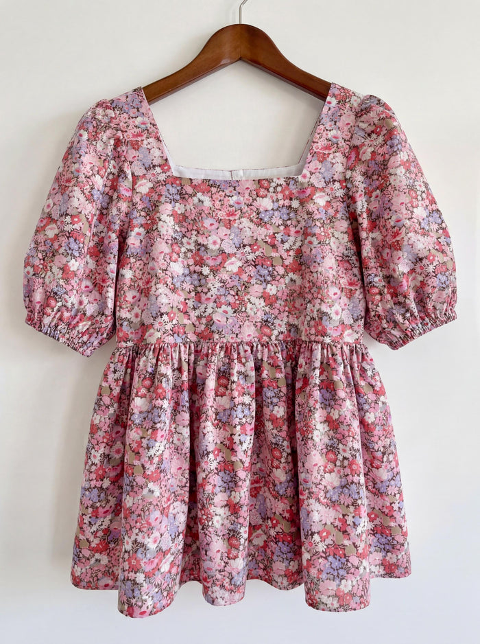 Liberty London Peplum Blouse, Square Neck Short-sleeved Top, Handmade Sustainable Cotton Clothing, Personalised Womenswear