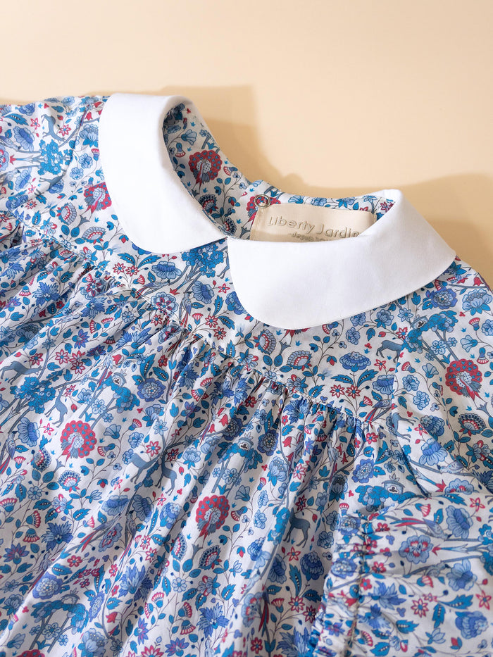 Liberty London Personalised Bubble Playsuit, Long-sleeved Collared Tailoring Romper, Sustainable Handcrafted Timeless Children Clothing