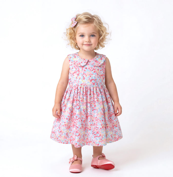 Liberty London Personalised Outfits, Handmade Cotton Minimalist Clothing, Peter Pan Collared Sleeveless Sun Dress