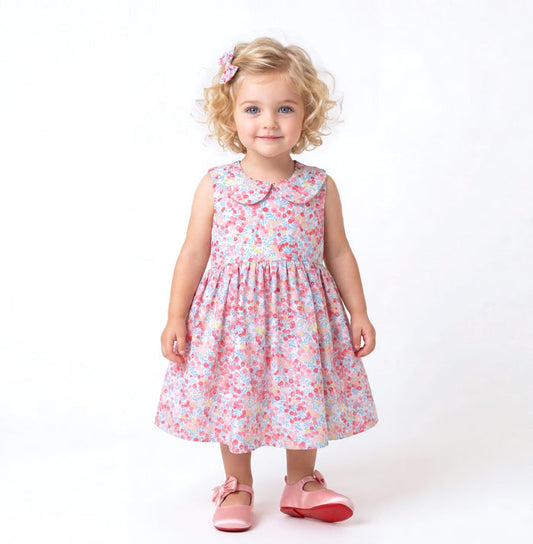 Liberty London Personalised Outfits, Handmade Cotton Minimalist Clothing, Peter Pan Collared Sleeveless Sun Dress