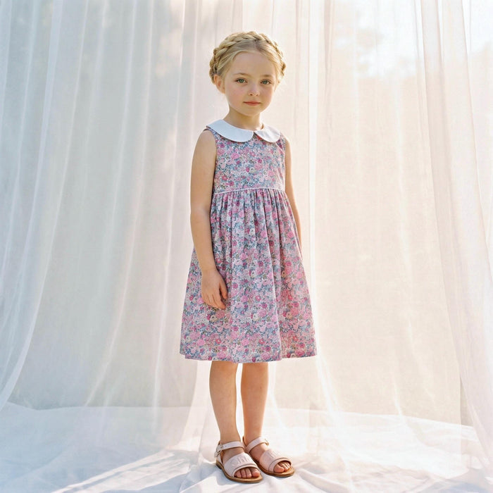 Liberty London Peter-Pan Collared Dress, Handmade Floral-print Children-wear, Sustainable Ethical Clothing, Wedding Flower-girl Gown