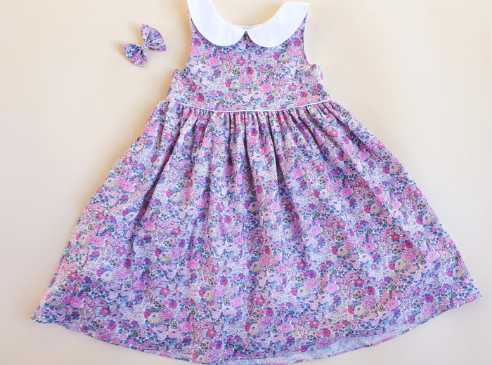 Liberty London Peter-Pan Collared Dress, Handmade Floral-print Children-wear, Sustainable Ethical Clothing, Wedding Flower-girl Gown