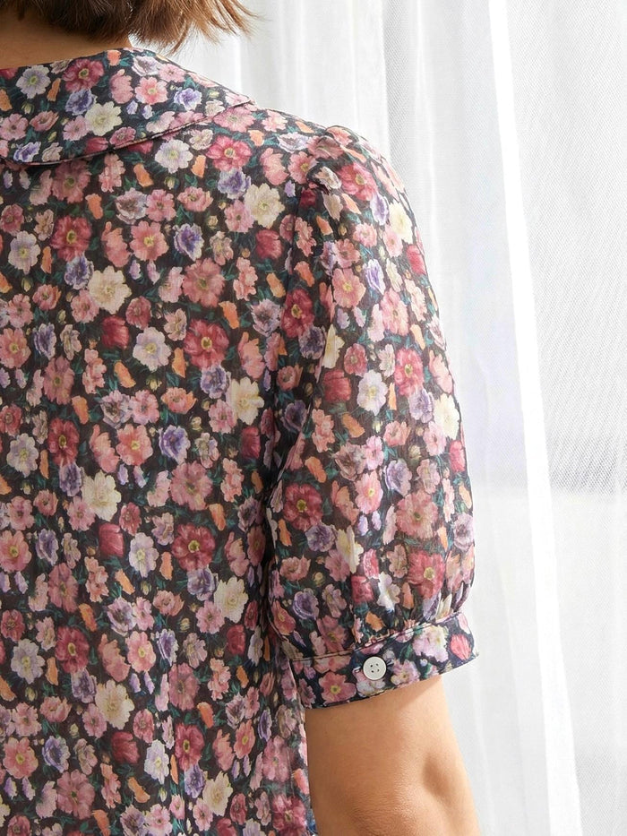 Liberty London Peter Pan Collared Handmade Chemise, Button-up Botanical Personalised Shirt, Minimalist Versatile Clothing