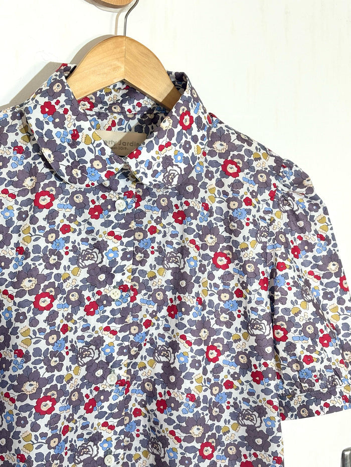 Liberty London Peter Pan Collared Handmade Chemise, Button-up Botanical Personalised Shirt, Minimalist Versatile Clothing