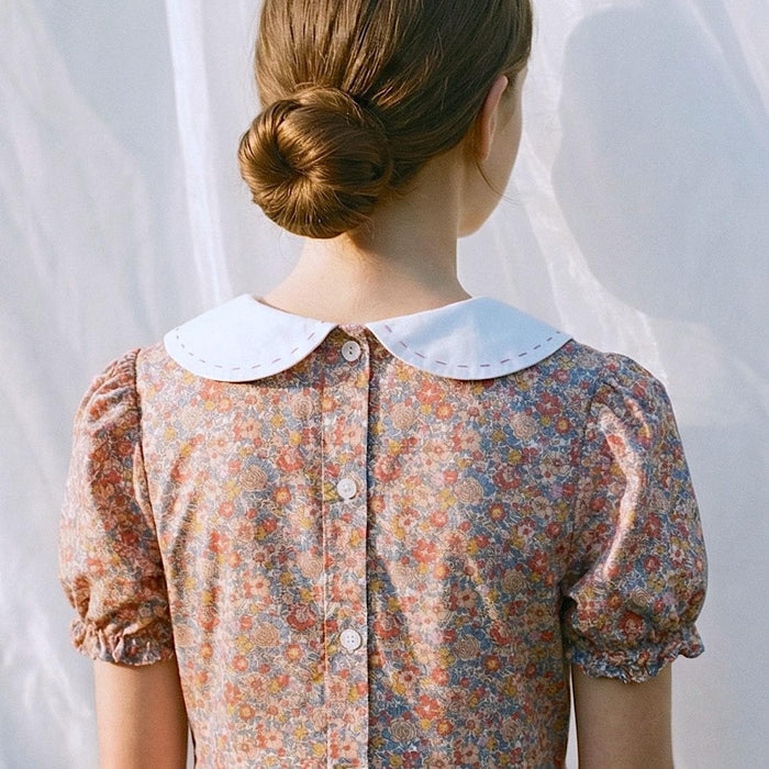 Liberty London Peter-Pan Collared Heirloom Dress, Wedding Flower Girl Gown, Slow-fashioned Sustainable Handmade Clothing