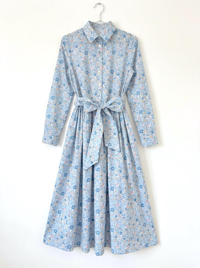 Liberty London Peter Pan Collared Long-sleeved Shirtdress, Personalised Handmade Sustainable Clothing, Botanical Lightweight Womenswear