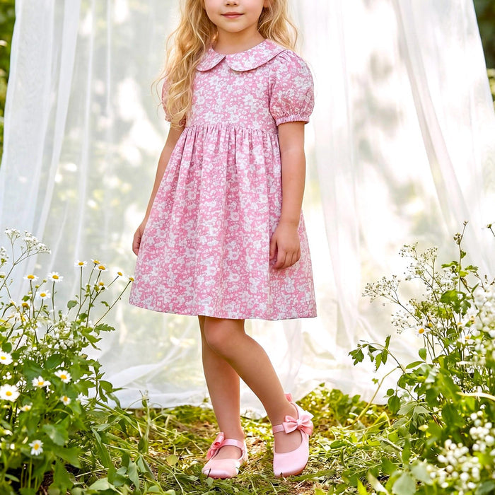 Liberty London Peter Pan Collared Short-sleeved Dress, Handmade Cotton Clothing, Personalised Children-wear, Ethical Clothes