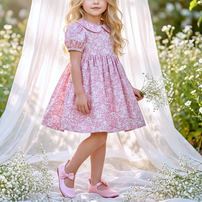 Liberty London Peter Pan Collared Short-sleeved Dress, Handmade Cotton Clothing, Personalised Children-wear, Ethical Clothes