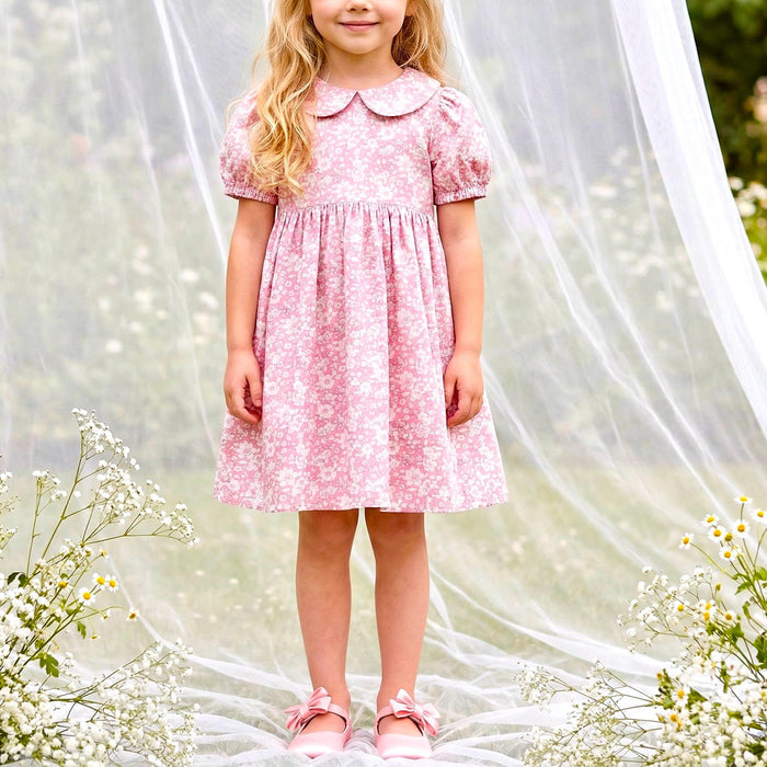 Liberty London Peter Pan Collared Short-sleeved Dress, Handmade Cotton Clothing, Personalised Children-wear, Ethical Clothes