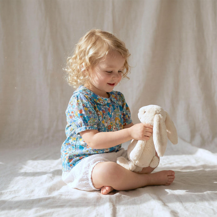 Liberty London Peter-Pan Collared Short-Sleeved Top, Handcrafted Ethical-wear Blouse, Floral-print Button-up Shirt, Personalised Clothing