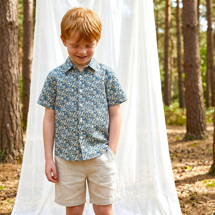 Liberty London Peter Rabbit Short-sleeved Button-up Shirt, Handmade Chemise, Sustainable Personalised Clothing, Customised Children-wear