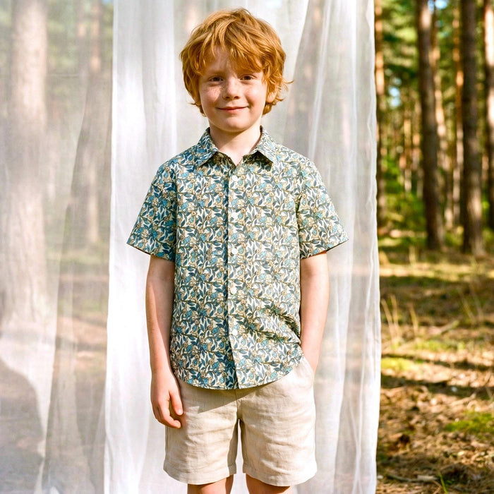 Liberty London Peter Rabbit Short-sleeved Button-up Shirt, Handmade Chemise, Sustainable Personalised Clothing, Customised Children-wear