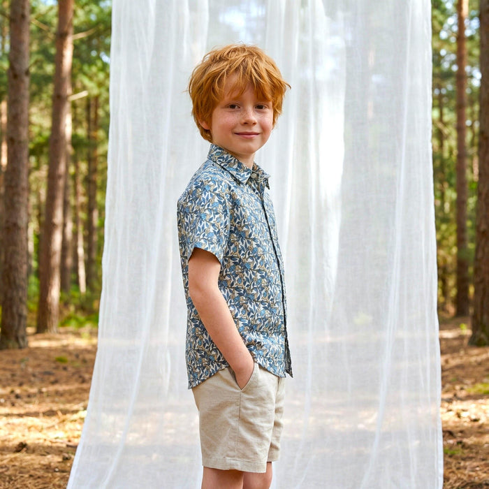 Liberty London Peter Rabbit Short-sleeved Button-up Shirt, Handmade Chemise, Sustainable Personalised Clothing, Customised Children-wear
