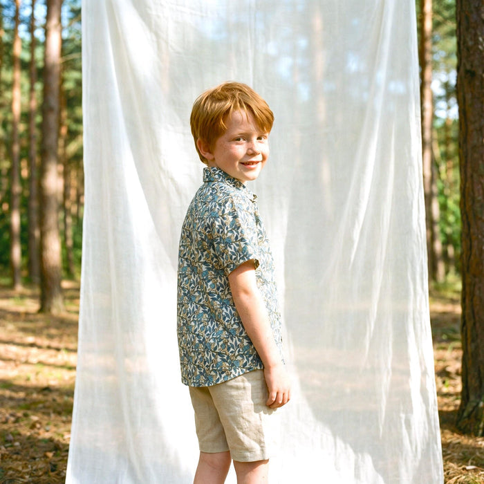 Liberty London Peter Rabbit Short-sleeved Button-up Shirt, Handmade Chemise, Sustainable Personalised Clothing, Customised Children-wear