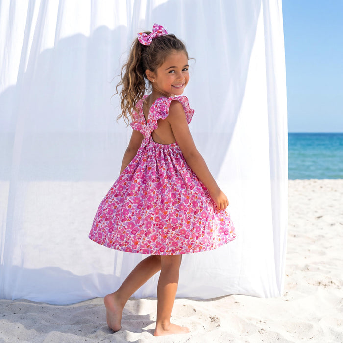 Liberty London Pinafore Sundress, Handmade Sustainable Cotton Clothing, Personalised Children-wear, Customised Tailoring Botanical Dress