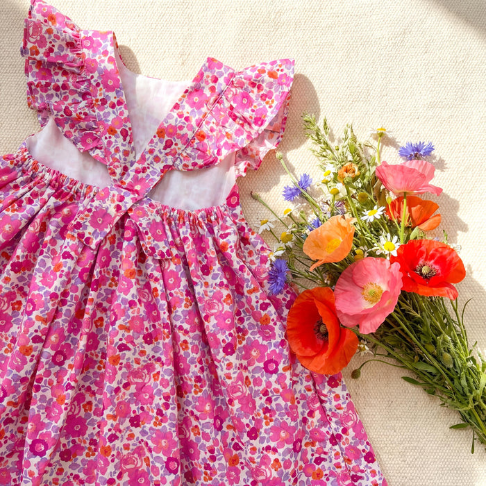 Liberty London Pinafore Sundress, Handmade Sustainable Cotton Clothing, Personalised Children-wear, Customised Tailoring Botanical Dress