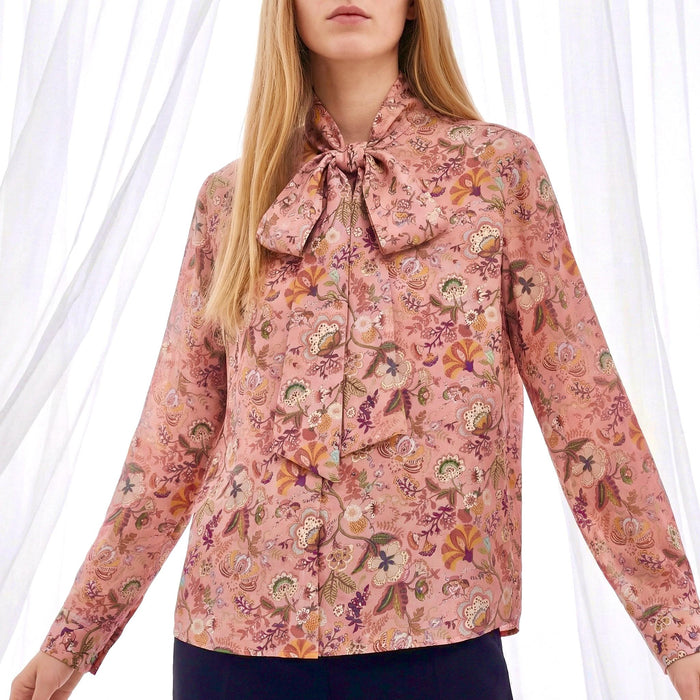 Liberty London Pussy Bow Long-sleeved Business Dress Shirt, Personalised Botanical Handmade Clothing, Sustainable Womenswear