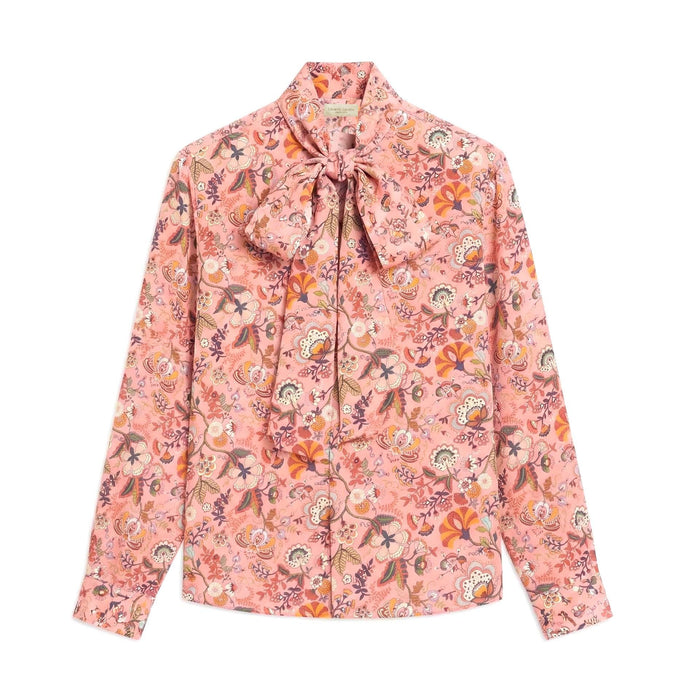 Liberty London Pussy Bow Long-sleeved Business Dress Shirt, Personalised Botanical Handmade Clothing, Sustainable Womenswear
