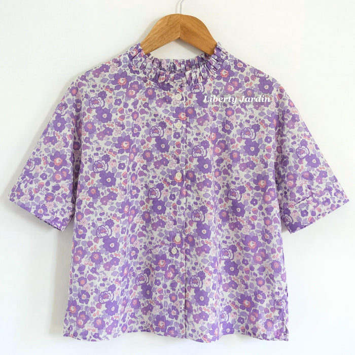 Liberty London Ruffle Collared Blouse, Handmade Botanical Sustainable Clothing, Personalised Womenswear, Customised Tailoring Chemise