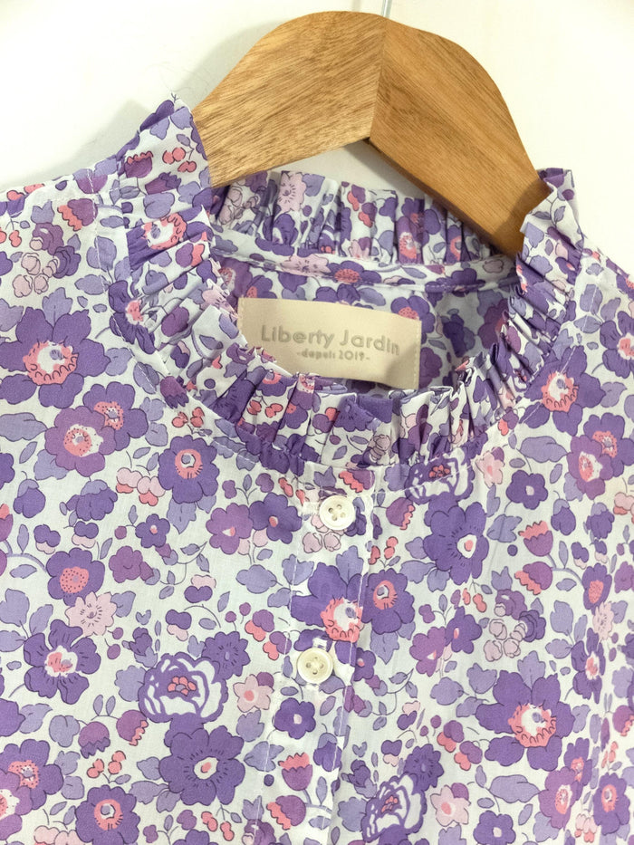 Liberty London Ruffle Collared Blouse, Handmade Botanical Sustainable Clothing, Personalised Womenswear, Customised Tailoring Chemise