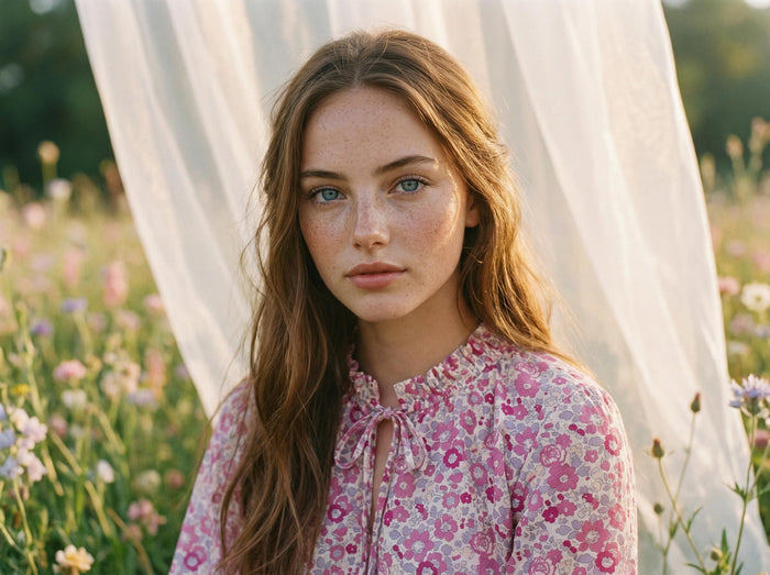 Liberty London Ruffle-Collared Three-Quarter Botanical Floral-Print Blouse, Handmade Womenswear, Sustainable Slow Fashion Tailoring Clothing