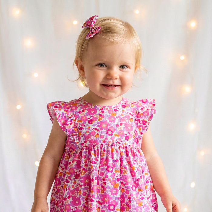 Liberty London Ruffle Sleeveless Bubble Romper, Personalised Children Clothing, Sustainable Ethical-wear, Cotton Lightweight Sunsuit