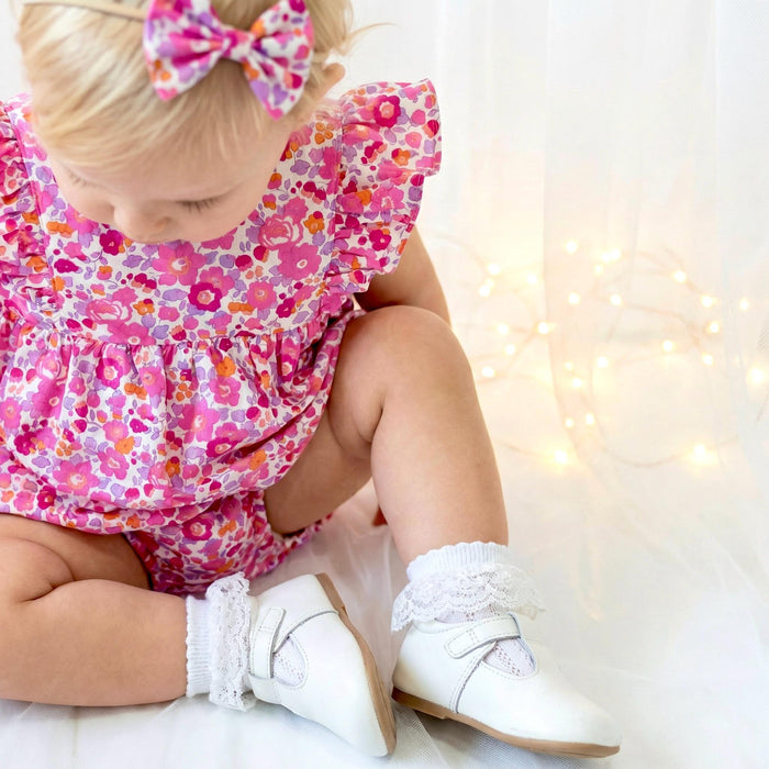Liberty London Ruffle Sleeveless Bubble Romper, Personalised Children Clothing, Sustainable Ethical-wear, Cotton Lightweight Sunsuit