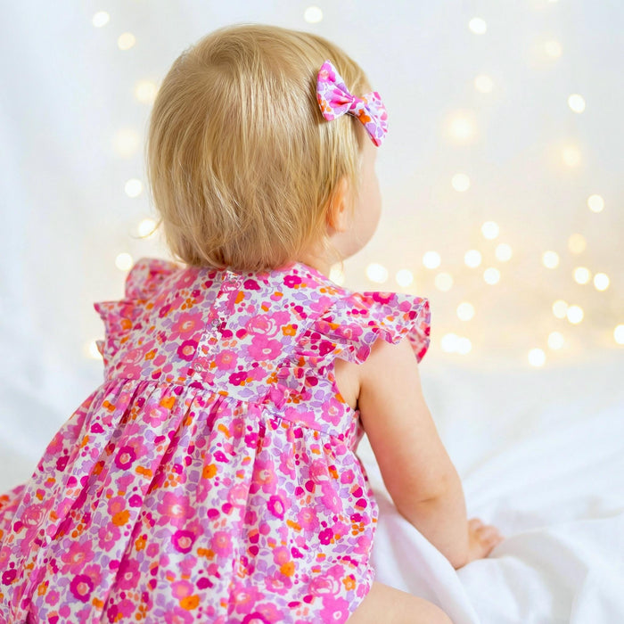 Liberty London Ruffle Sleeveless Bubble Romper, Personalised Children Clothing, Sustainable Ethical-wear, Cotton Lightweight Sunsuit