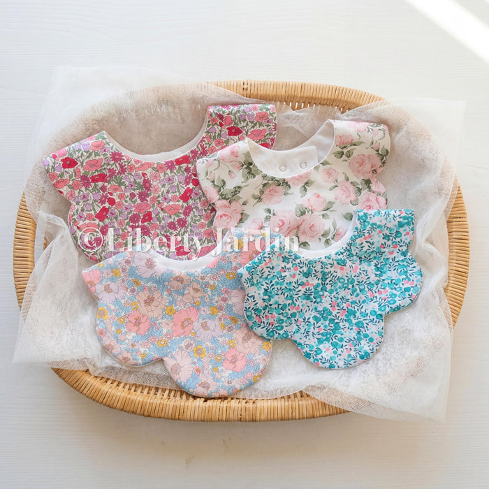 Liberty London Scallop Bibs, New Born Gift, Baby Drool Catcher, Bandana Burp Cloth, Organic Cotton Flower Print, Ditsy Floral Handmade Wear
