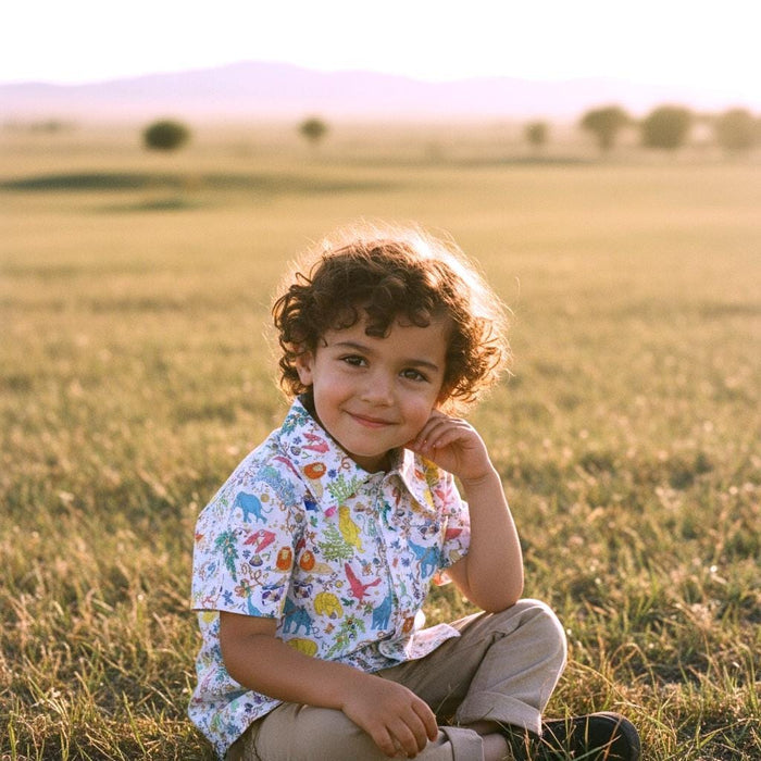 Liberty London Short Sleeve Boy Shirt: Button Up, Cotton Tana Lawn, Floral Print