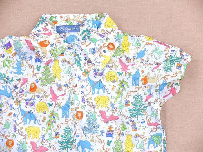 Liberty London Short Sleeve Boy Shirt: Button Up, Cotton Tana Lawn, Floral Print
